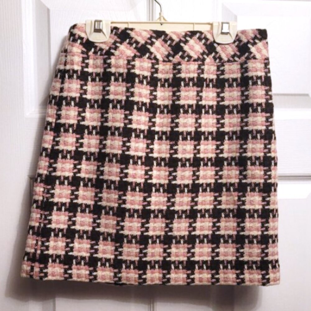 🎉NWT🎉Ann Taylor Plaid Mini Skirt Pink/Black/White - Picture 1 of 5